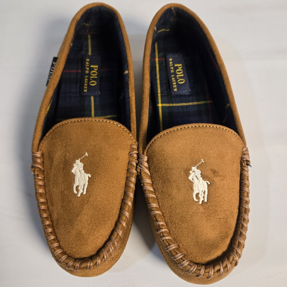 Polo Ralph Lauren Other - Polo Ralph Lauren Dezi V Slippers Mens 7 Brown Moccasin Indoor Outdoor Cozy